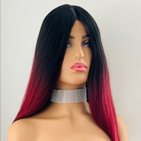 Very Pretty 36” Ombre Burgundy Lace Front Synthetic Wig - Picture 3 of 15